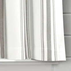 Curtains & Drapes-Kirkland's Home White Stripe Cafe Curtain Panel Set, 24 In. Gray