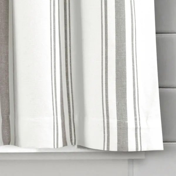 Curtains & Drapes-Kirkland's Home White Stripe Cafe Curtain Panel Set, 24 In. Gray