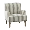 Accent Chairs-Kirkland's Home White Stripe Upholstered Accent Chair Gray