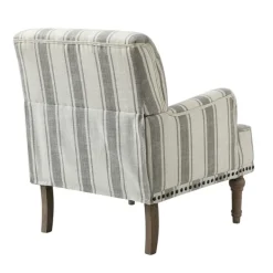 Accent Chairs-Kirkland's Home White Stripe Upholstered Accent Chair Gray