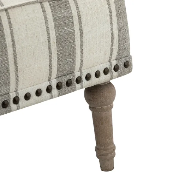 Accent Chairs-Kirkland's Home White Stripe Upholstered Accent Chair Gray