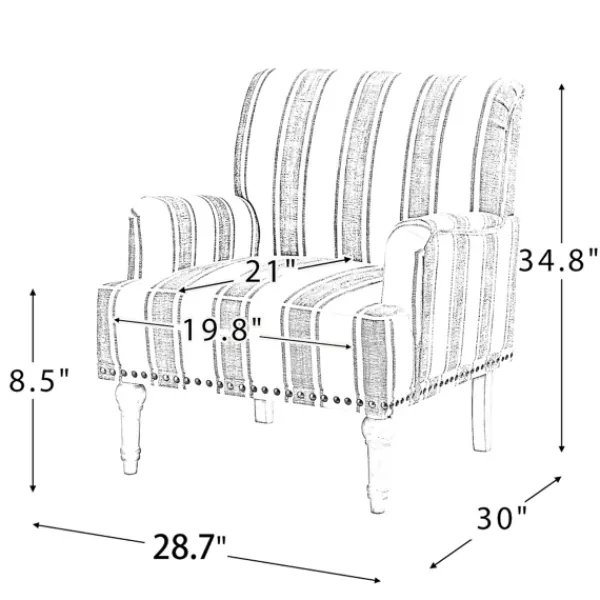 Accent Chairs-Kirkland's Home White Stripe Upholstered Accent Chair Gray