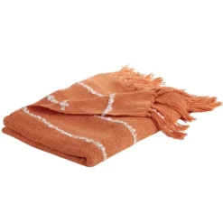 Blankets & Throws-Kirkland's Home White Striped Fringe Throw Blanket Orange