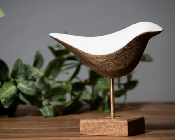 Statues & Figurines-Kirkland's Home White Swoop Mango Wood Bird Sculpture White/Brown