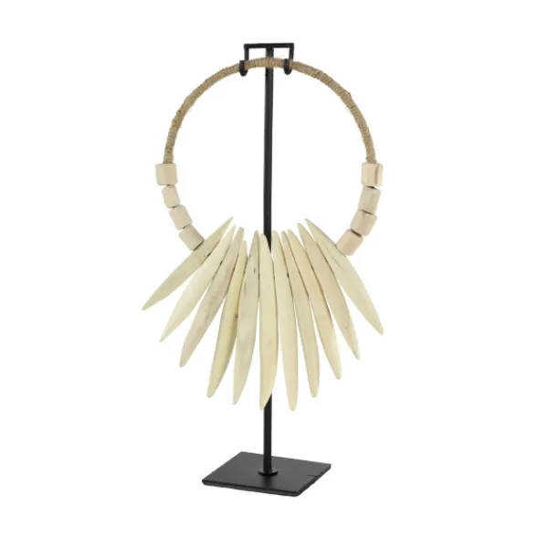 Statues & Figurines-Kirkland's Home White Teak Wood Necklace Sculpture Ivory
