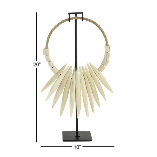 Statues & Figurines-Kirkland's Home White Teak Wood Necklace Sculpture Ivory