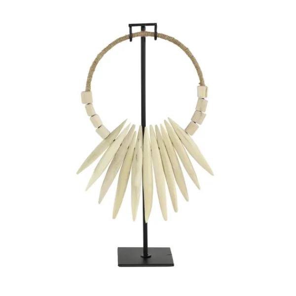 Statues & Figurines-Kirkland's Home White Teak Wood Necklace Sculpture Ivory