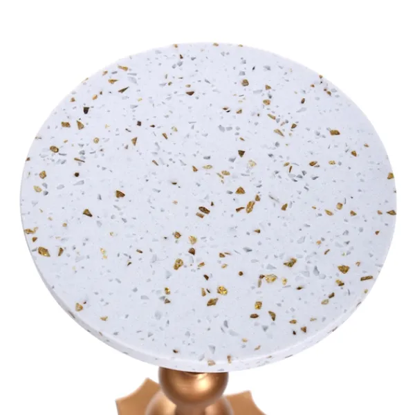 Accent & End Tables-Kirkland's Home White Terrazzo Top And Base Accent Table Gold