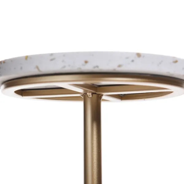 Accent & End Tables-Kirkland's Home White Terrazzo Top And Base Accent Table Silver