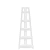 Bookshelves-Kirkland's Home White 5-Tier Corner Ladder Bookshelf