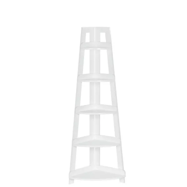 Bookshelves-Kirkland's Home White 5-Tier Corner Ladder Bookshelf