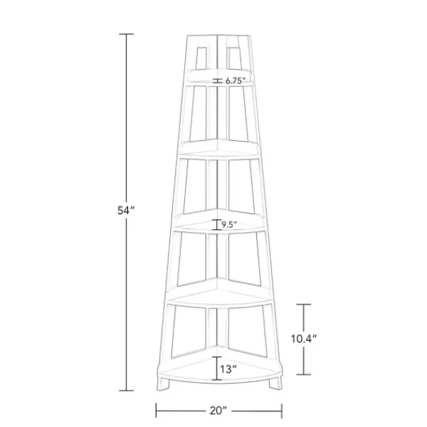 Bookshelves-Kirkland's Home White 5-Tier Corner Ladder Bookshelf