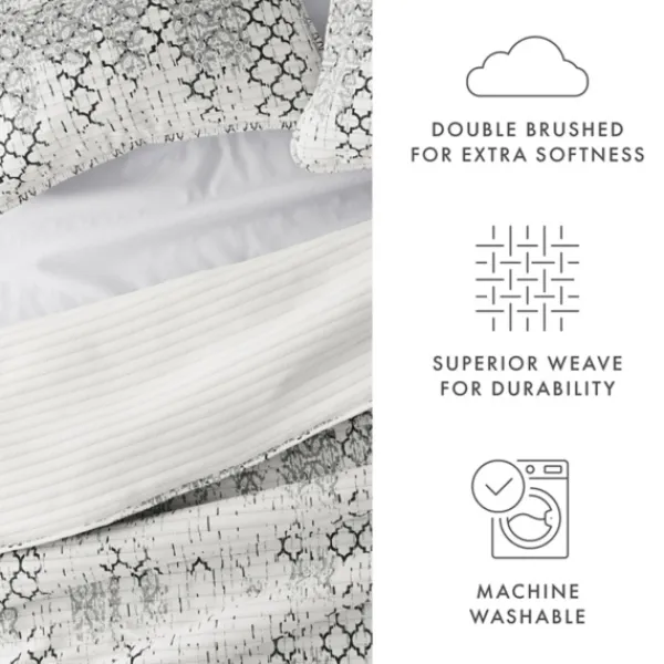 Quilts-Kirkland's Home White Trellis Reversible 3-Pc. Queen Quilt Set White/Gray