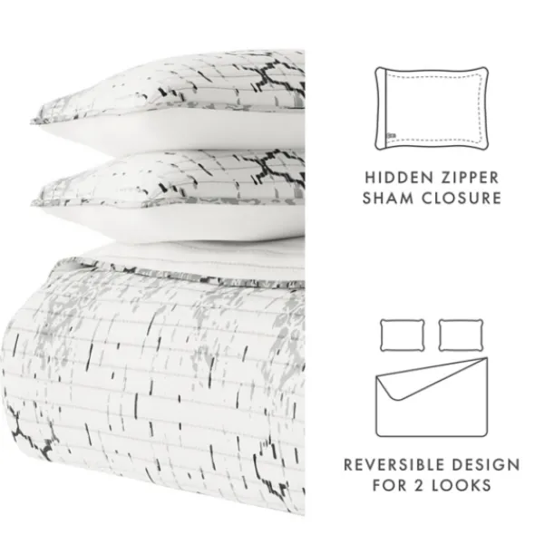 Quilts-Kirkland's Home White Trellis Reversible 2-Pc. Twin Quilt Set White/Gray