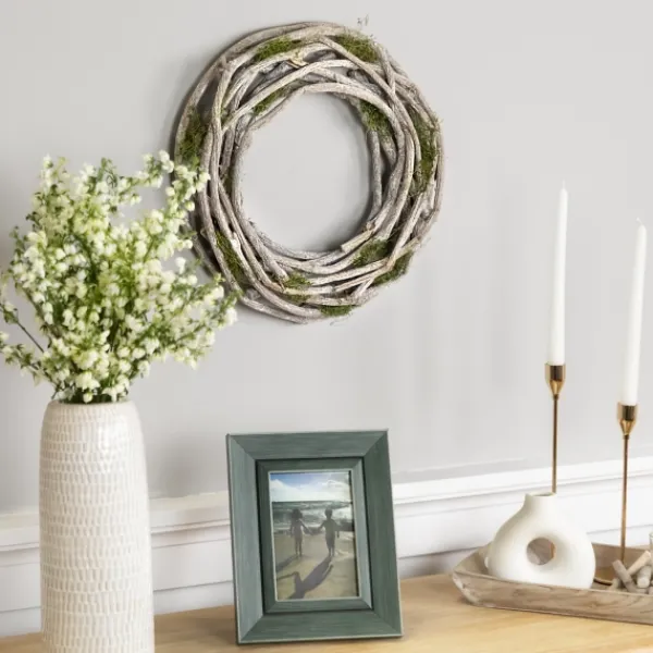 Wreaths-Kirkland's Home White Twig And Moss Wreath White/Green