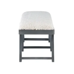 Benches & Ottomans-Kirkland's Home White Upholstered Seat And Blue Wood Bench Blue/White