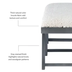 Benches & Ottomans-Kirkland's Home White Upholstered Seat And Blue Wood Bench Blue/White