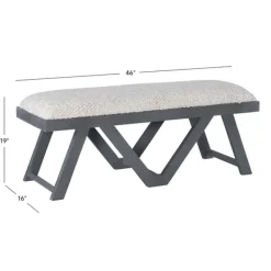 Benches & Ottomans-Kirkland's Home White Upholstered Seat And Blue Wood Bench Blue/White