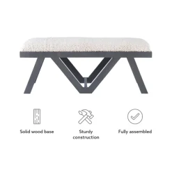 Benches & Ottomans-Kirkland's Home White Upholstered Seat And Blue Wood Bench Blue/White