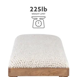 Benches & Ottomans-Kirkland's Home White Upholstered Seat And Tan Wood Bench Tan/White