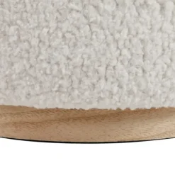 Benches & Ottomans-Kirkland's Home White Upholstered Wood Trim Ottoman White/Tan