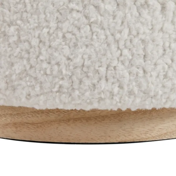 Benches & Ottomans-Kirkland's Home White Upholstered Wood Trim Ottoman White/Tan