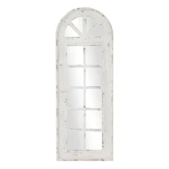Decorative Mirrors-Kirkland's Home White Vintage Arched Windowpane Mirror