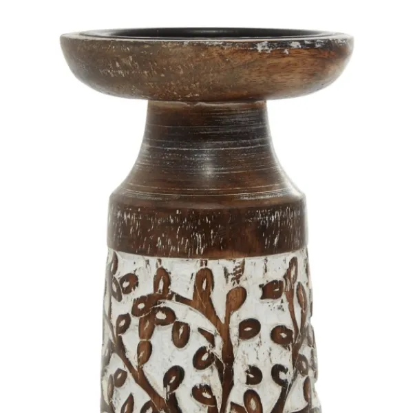 Candle Holders-Kirkland's Home White Washed Botanical Candle Holders, Set Of 3 White/Brown