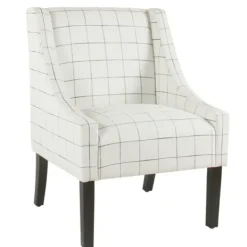 Accent Chairs-Kirkland's Home White Windowpane Modern Swoop Accent Chair White/Black