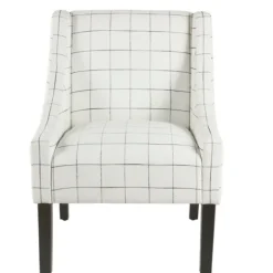 Accent Chairs-Kirkland's Home White Windowpane Modern Swoop Accent Chair White/Black