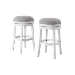 Bar Stools & Counter Height Stools-Kirkland's Home White Wood Backless Swivel 2-Pc. Bar Stool Set Gray