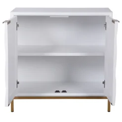 Cabinets & Sideboards-Kirkland's Home White Wood Basket Weave Cabinet
