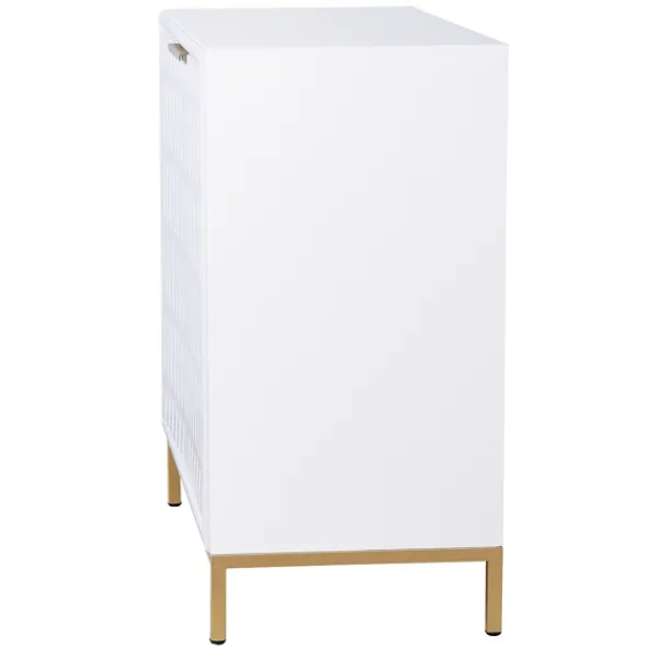 Cabinets & Sideboards-Kirkland's Home White Wood Basket Weave Cabinet