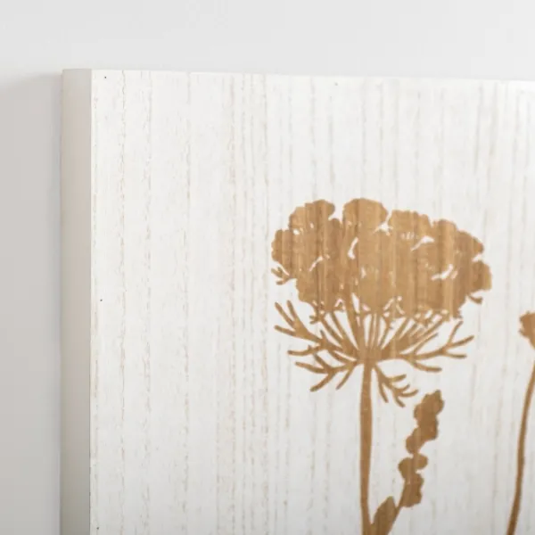 Wall Plaques-Kirkland's Home White Wood Botanical I Wall Plaque White/Brown