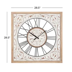 Clocks-Kirkland's Home White Wood Farmhouse Square Wall Clock