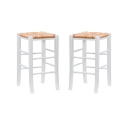 Bar Stools & Counter Height Stools-Kirkland's Home White Wood Grass Backless 2-Pc. Counter Stool Set Tan