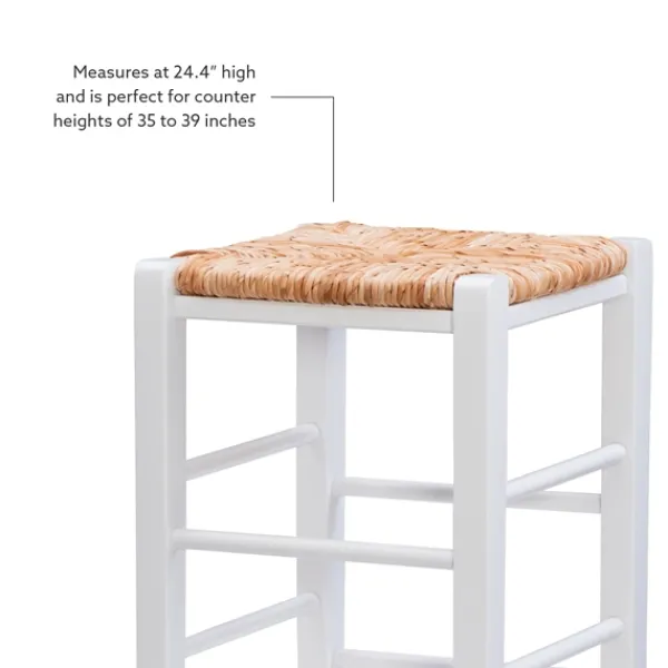 Bar Stools & Counter Height Stools-Kirkland's Home White Wood Grass Backless 2-Pc. Counter Stool Set Tan