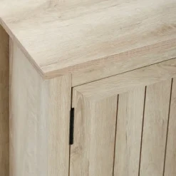 Tv Stands & Media Consoles-Kirkland's Home White Wood Grooved Door Tv Stand Ivory