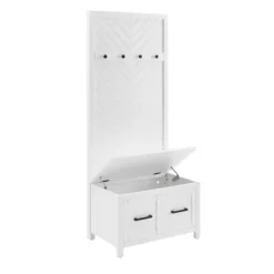 Entryway Furniture-Kirkland's Home White Wood Herringbone Hall Tree