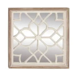 Decorative Mirrors-Kirkland's Home White Wood Lattice Overlay Mirror, 30X30 In.