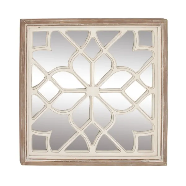 Decorative Mirrors-Kirkland's Home White Wood Lattice Overlay Mirror, 30X30 In.