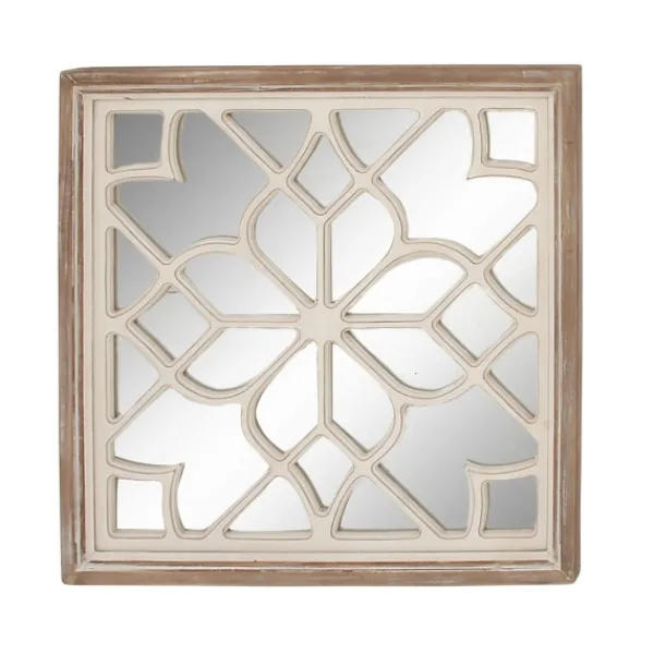 Decorative Mirrors-Kirkland's Home White Wood Lattice Overlay Mirror, 30X30 In.