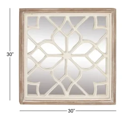 Decorative Mirrors-Kirkland's Home White Wood Lattice Overlay Mirror, 30X30 In.