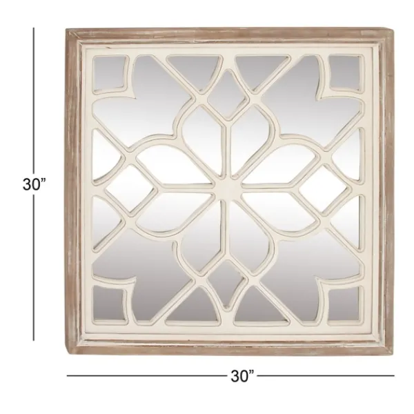 Decorative Mirrors-Kirkland's Home White Wood Lattice Overlay Mirror, 30X30 In.