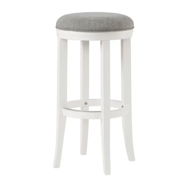 Bar Stools & Counter Height Stools-Kirkland's Home White Wood Linen Upholstered 2-Pc. Bar Stool Set Gray