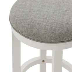 Bar Stools & Counter Height Stools-Kirkland's Home White Wood Linen Upholstered 2-Pc. Bar Stool Set Gray