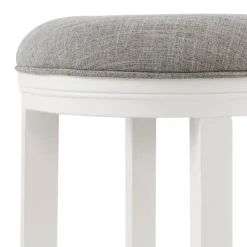 Bar Stools & Counter Height Stools-Kirkland's Home White Wood Linen Upholstered 2-Pc. Bar Stool Set Gray