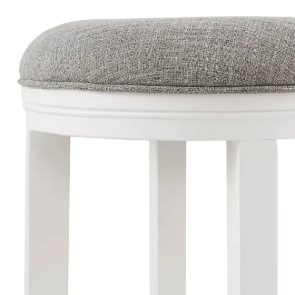 Bar Stools & Counter Height Stools-Kirkland's Home White Wood Linen Upholstered 2-Pc. Bar Stool Set Gray
