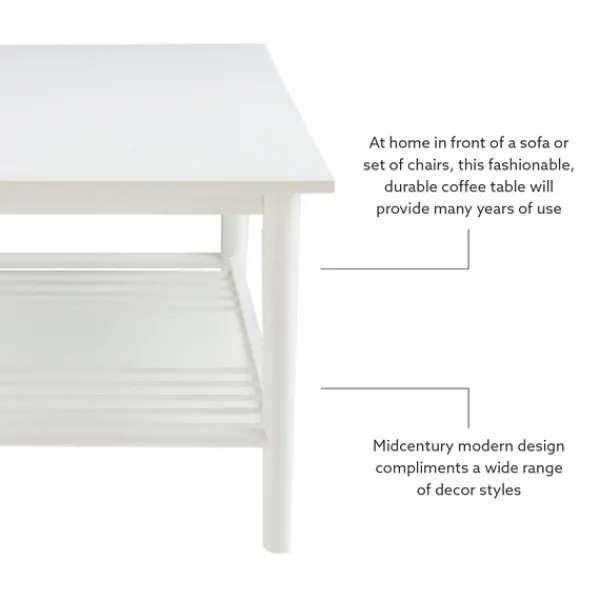 Coffee Tables-Kirkland's Home White Wood Midcentury Coffee Table