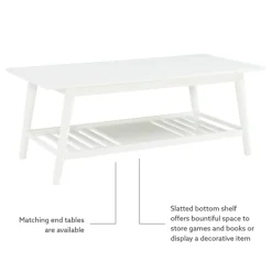 Coffee Tables-Kirkland's Home White Wood Midcentury Coffee Table